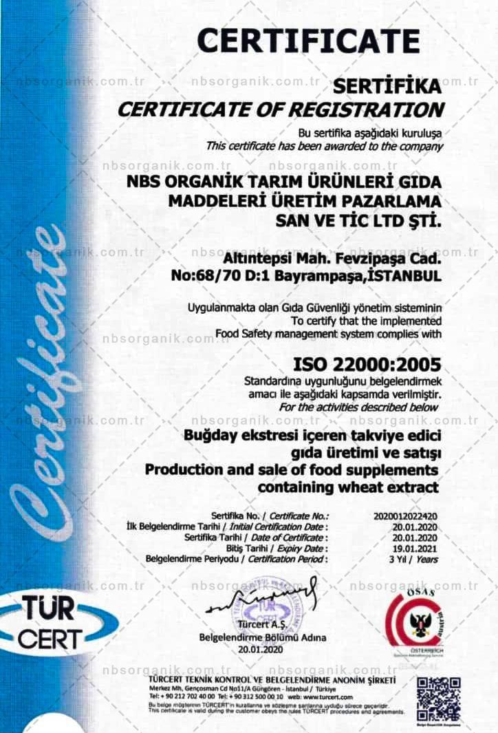 iso 22000 License Of Superfood NBS Comapny